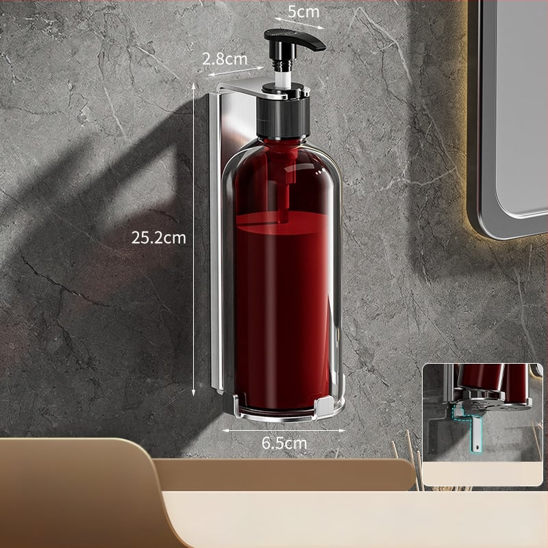 Suport dozator săpun din oțel inoxidabil – finisaj șlefuit, stil luxos discret, funcționare prin apăsare manuală, greutate 400 g