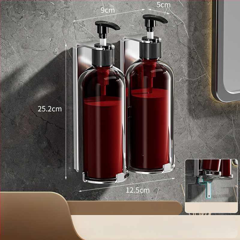 Suport dozator săpun din oțel inoxidabil – finisaj șlefuit, stil luxos discret, funcționare prin apăsare manuală, greutate 400 g