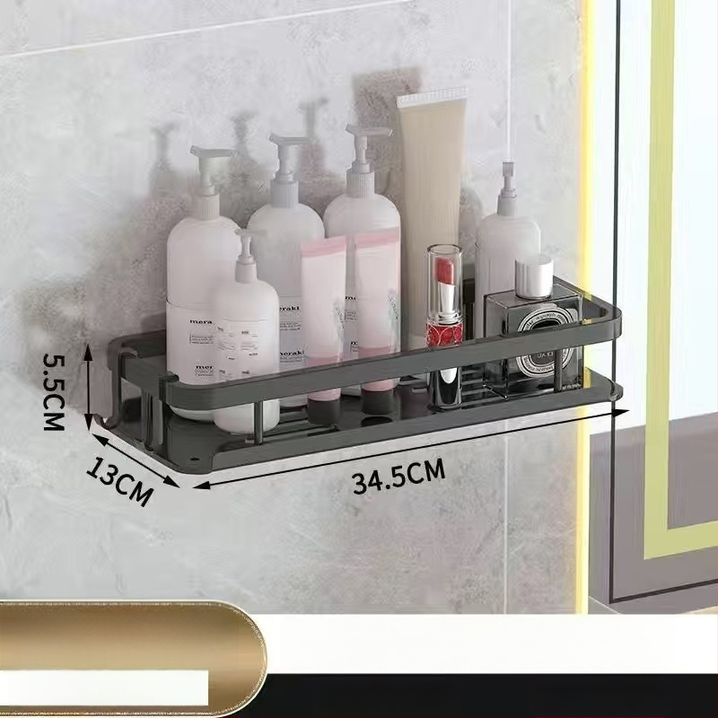 Poliță de baie montată pe perete - fără găuri, din plastic, design simplu modern