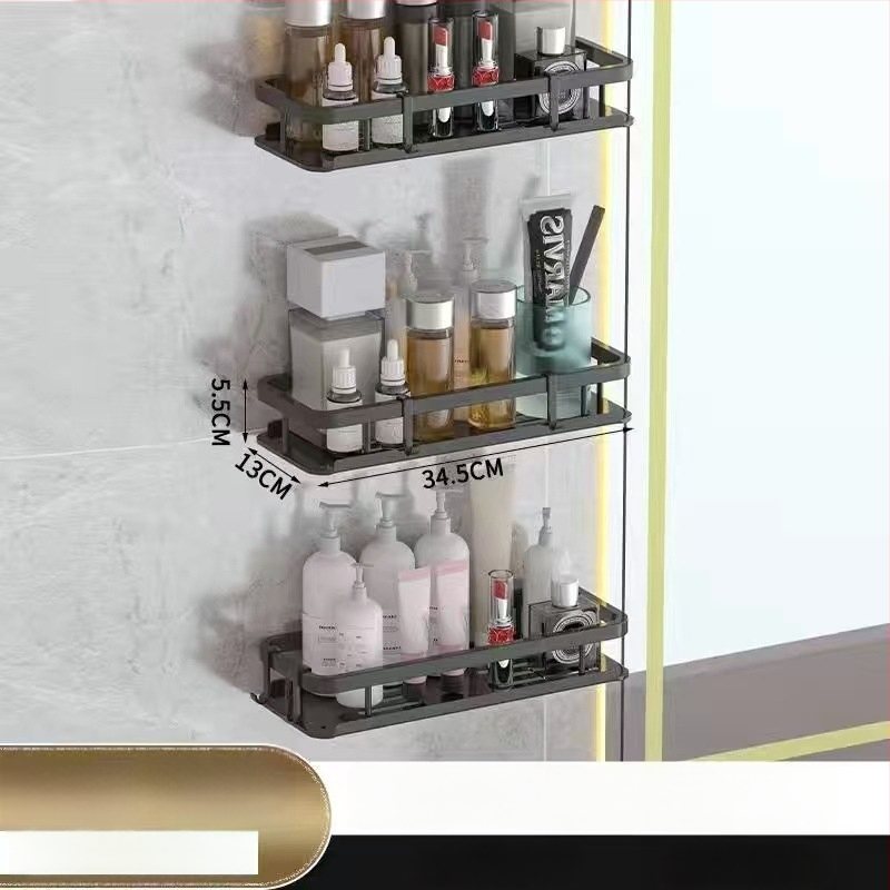 Poliță de baie montată pe perete - fără găuri, din plastic, design simplu modern