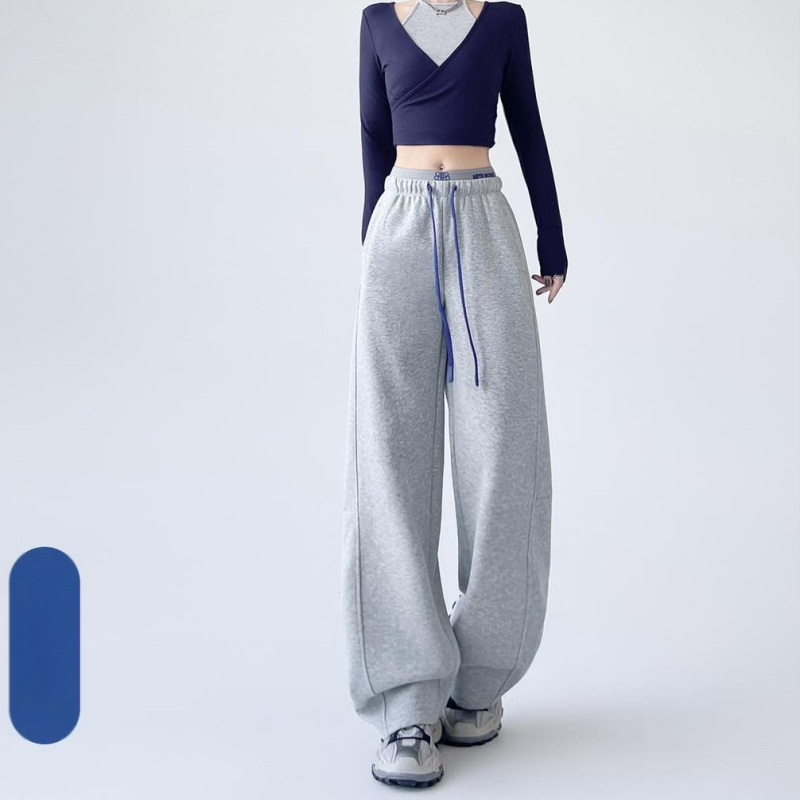 Kasdieninės kelnės iš poliesterio audinio, mikroelastinės, 2025 m. ruduo, scimitar wide-leg