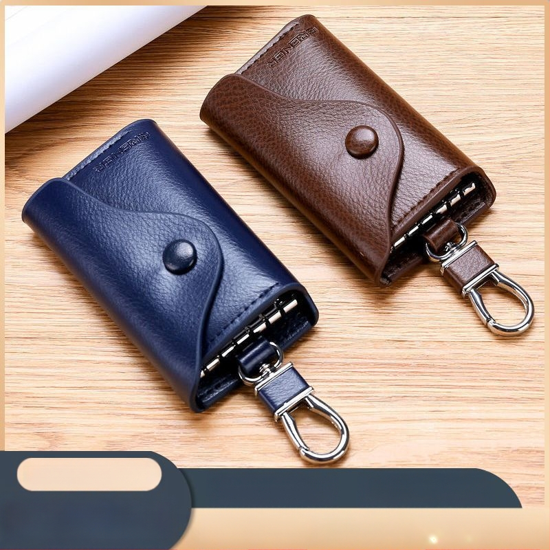 Unisex θήκη κλειδιών με εξωτερικό PU, επένδυση από δέρμα αγελάδας, αδιάβροχη, αντικλοπή, επεκτειόμενη χωρητικότητα, επιχειρηματικό στυλ