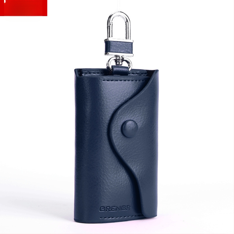 Unisex θήκη κλειδιών με εξωτερικό PU, επένδυση από δέρμα αγελάδας, αδιάβροχη, αντικλοπή, επεκτειόμενη χωρητικότητα, επιχειρηματικό στυλ