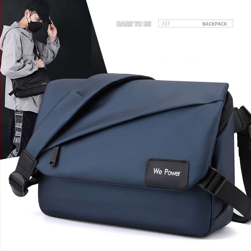 Férfi keresztpántos oldaltáska utcai stílusban, nylon anyagból, vízálló, ultrakönnyű, 11 hüvelykes laptop befogadható