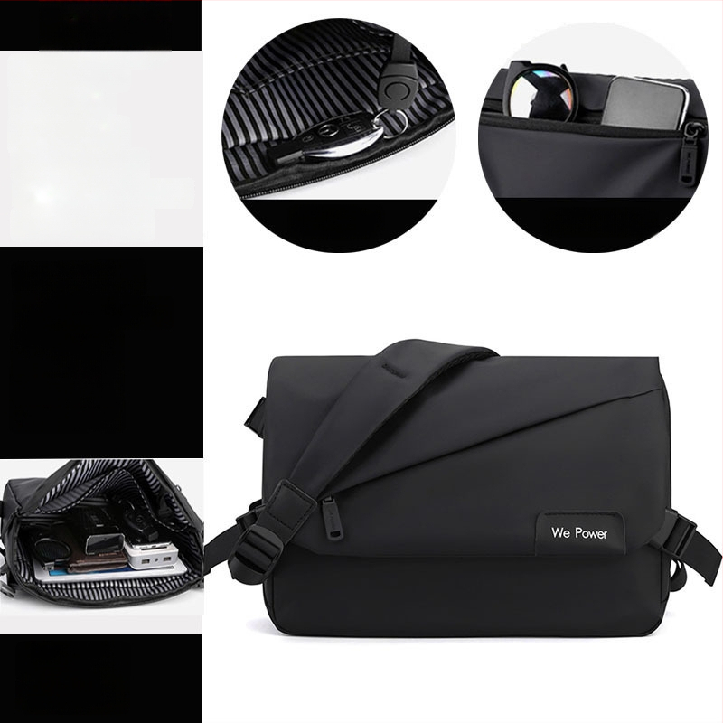 Férfi keresztpántos oldaltáska utcai stílusban, nylon anyagból, vízálló, ultrakönnyű, 11 hüvelykes laptop befogadható