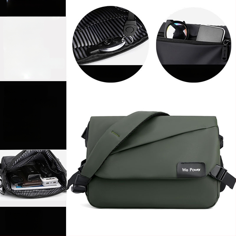 Férfi keresztpántos oldaltáska utcai stílusban, nylon anyagból, vízálló, ultrakönnyű, 11 hüvelykes laptop befogadható