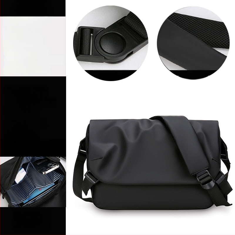 Férfi keresztpántos oldaltáska utcai stílusban, nylon anyagból, vízálló, ultrakönnyű, 11 hüvelykes laptop befogadható