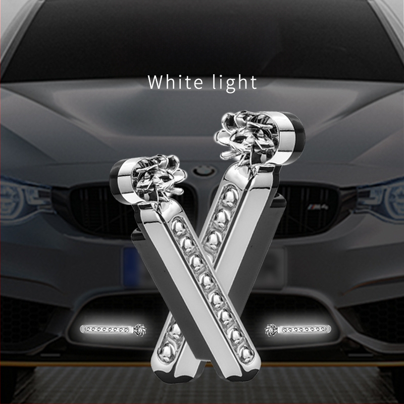 Curdy Вятърно дневно осветление — LED дневни светлини за автомобили, захранвани от вятър, без кабели, лампа със средна решетка