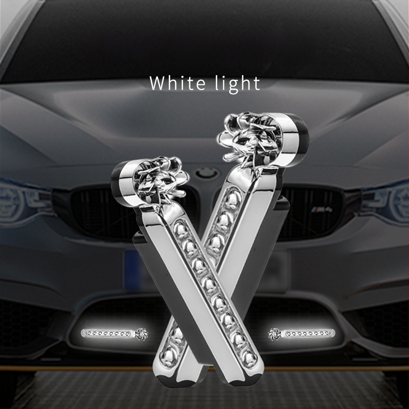 Curdy Вятърно дневно осветление — LED дневни светлини за автомобили, захранвани от вятър, без кабели, лампа със средна решетка