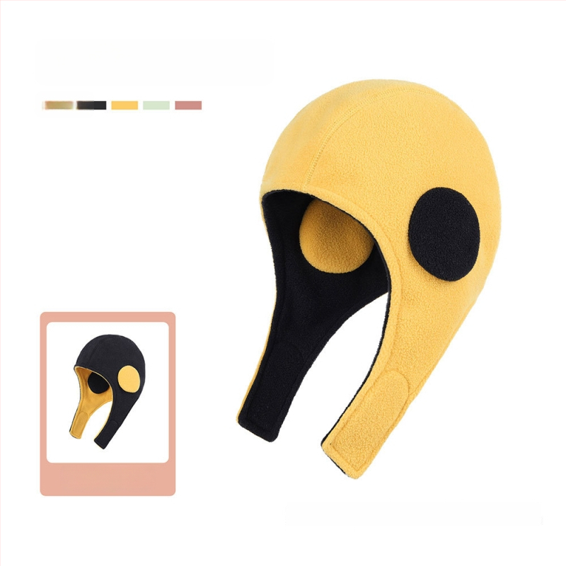 Спортна шапка с защита на ушите, двуслойна с флис, за спорт на открито и ски, полиестер, унисекс за възрастни