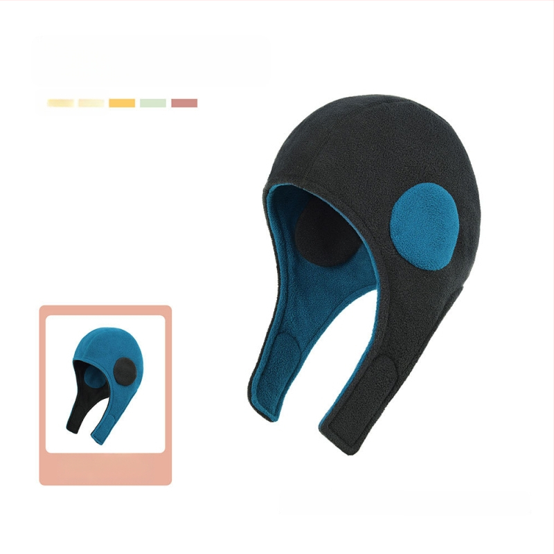 Спортна шапка с защита на ушите, двуслойна с флис, за спорт на открито и ски, полиестер, унисекс за възрастни