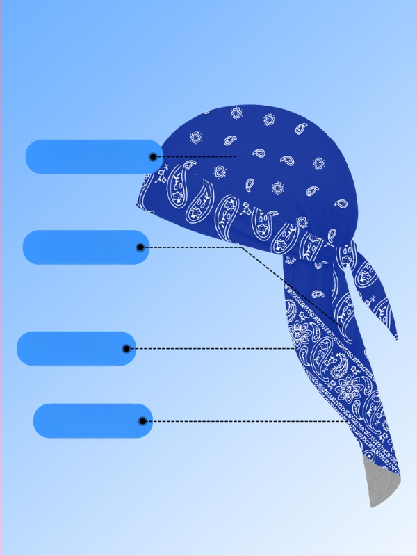 Kültéri gyorsan száradó kerékpáros turbánkalap pánttal, sisakkal kompatibilis, poliészter, kaszu virágos minta, uniszex