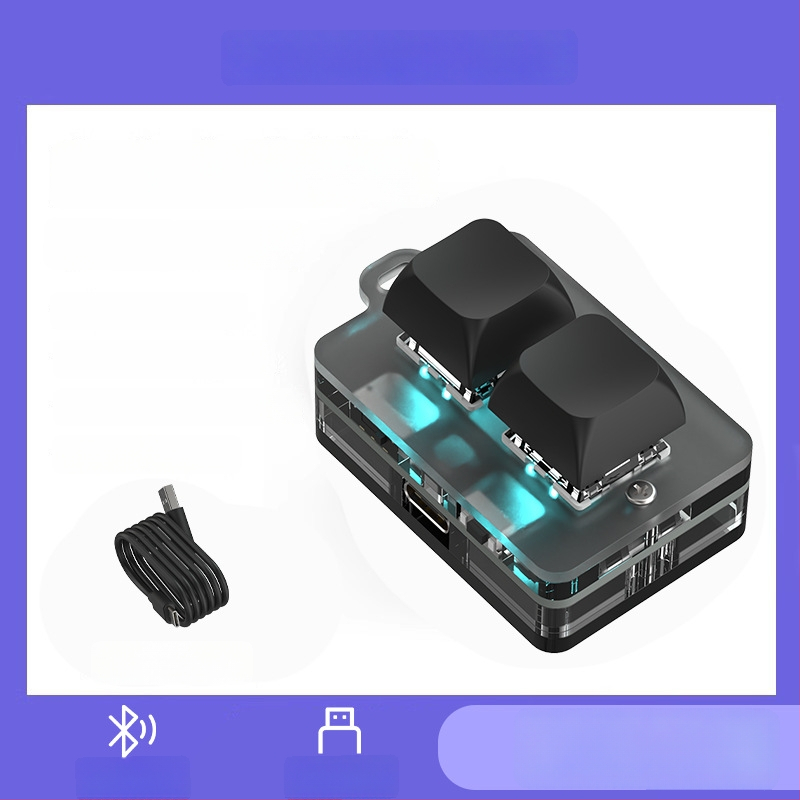 Персонализирано мини клавиатурче с две клавиши, механични клавиши с червени оси, USB проводна връзка, 1 m кабел, едноколорна подсветка