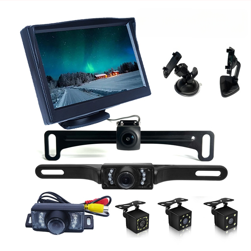 Automobilio atbulinės eigos ekranas, TFT LCD, 800x480 raiška, universalus suderinamumas, įvestis N/P