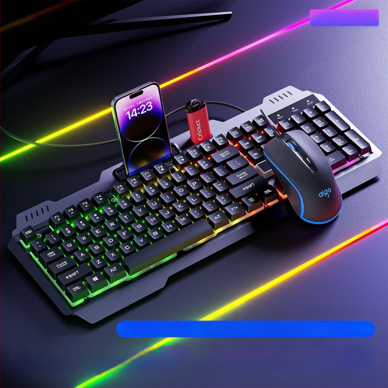 Комплект клавиатура и мишка Patriot Af104, жично свързване, метална конструкция, 108 клавиша, механично усещане, подсветка със смесен светлинен ефект