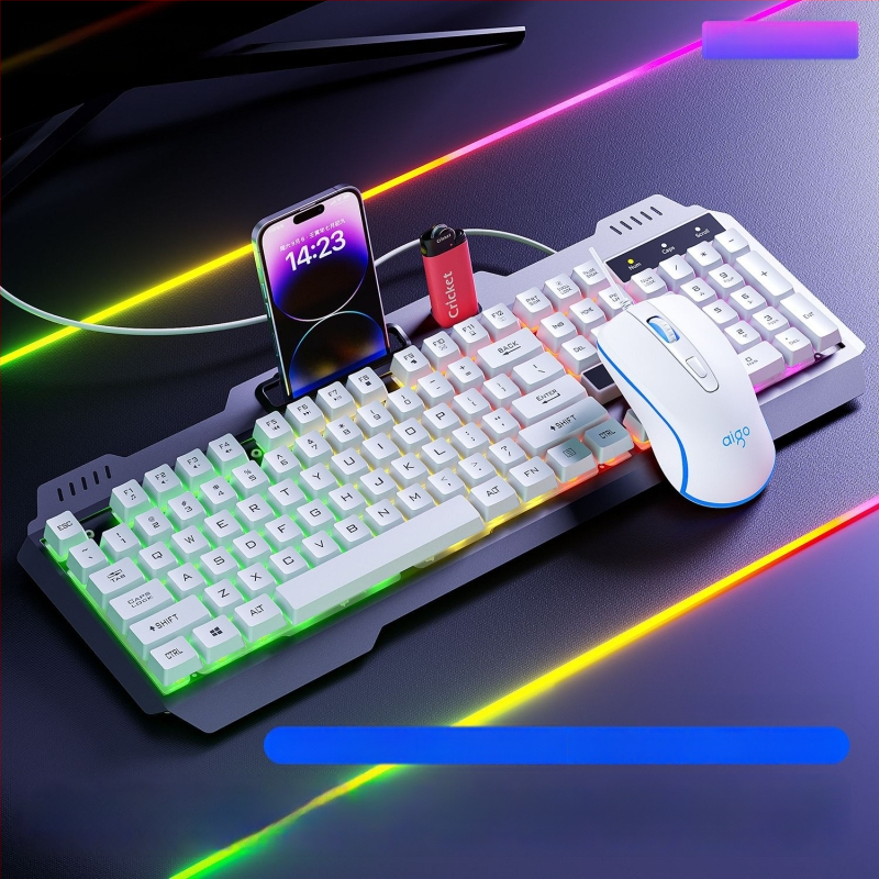 Комплект клавиатура и мишка Patriot Af104, жично свързване, метална конструкция, 108 клавиша, механично усещане, подсветка със смесен светлинен ефект