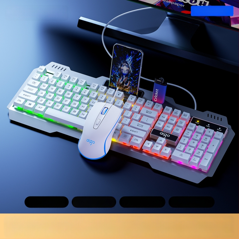 Комплект клавиатура и мишка Patriot Af104, жично свързване, метална конструкция, 108 клавиша, механично усещане, подсветка със смесен светлинен ефект