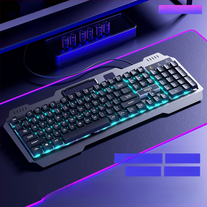 Комплект клавиатура и мишка Patriot Af104, жично свързване, метална конструкция, 108 клавиша, механично усещане, подсветка със смесен светлинен ефект