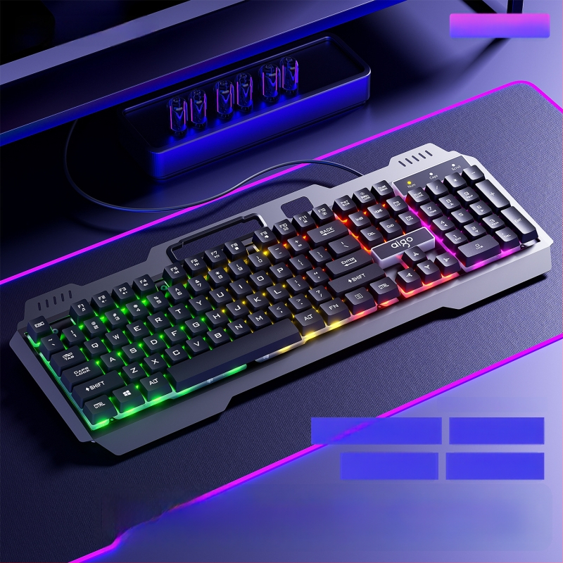 Комплект клавиатура и мишка Patriot Af104, жично свързване, метална конструкция, 108 клавиша, механично усещане, подсветка със смесен светлинен ефект