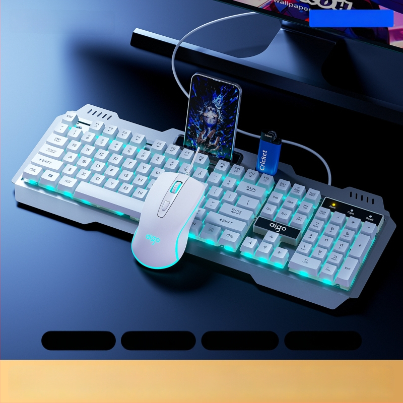 Комплект клавиатура и мишка Patriot Af104, жично свързване, метална конструкция, 108 клавиша, механично усещане, подсветка със смесен светлинен ефект