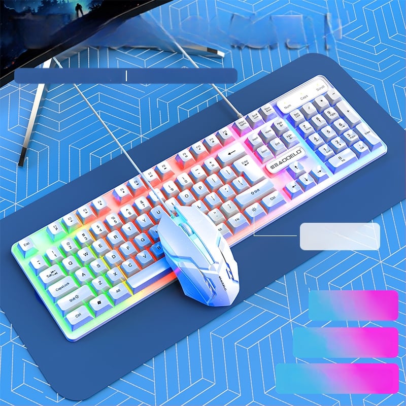 Проводен комплект клавиатура и мишка с цифрова клавиатура, кабелна връзка, без подсветка, за игри и офис