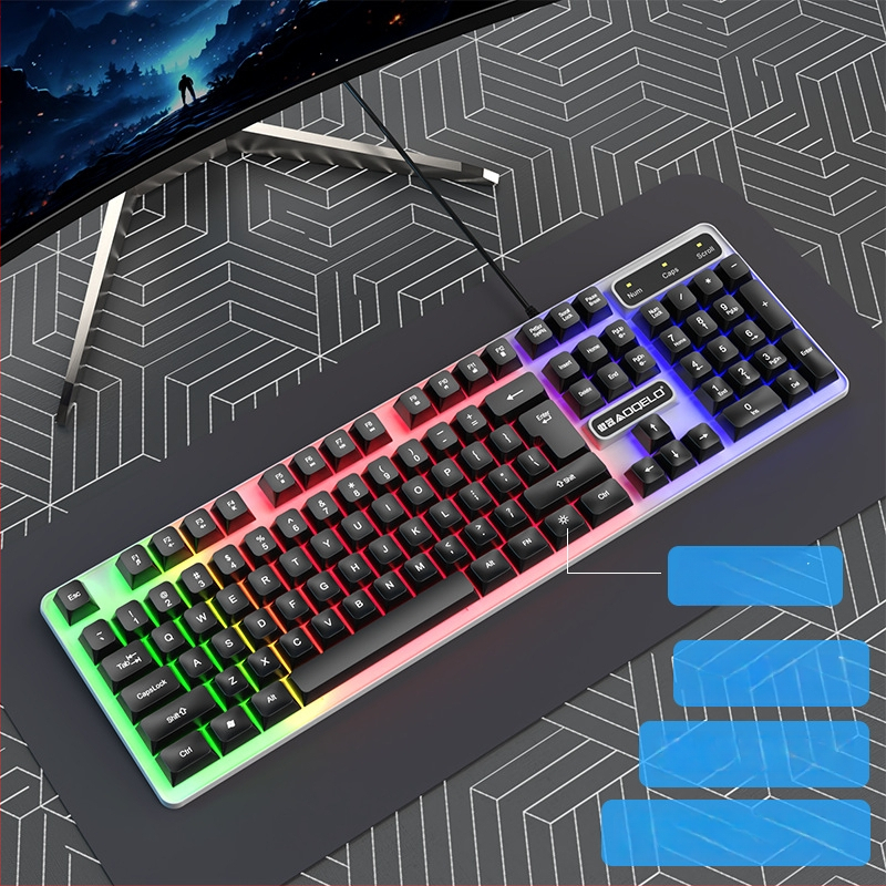 Проводен комплект клавиатура и мишка с цифрова клавиатура, кабелна връзка, без подсветка, за игри и офис