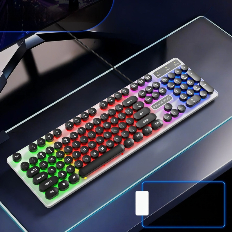 Проводен комплект клавиатура и мишка с цифрова клавиатура, кабелна връзка, без подсветка, за игри и офис