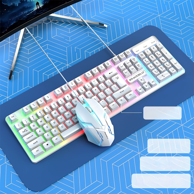 Проводен комплект клавиатура и мишка с цифрова клавиатура, кабелна връзка, без подсветка, за игри и офис