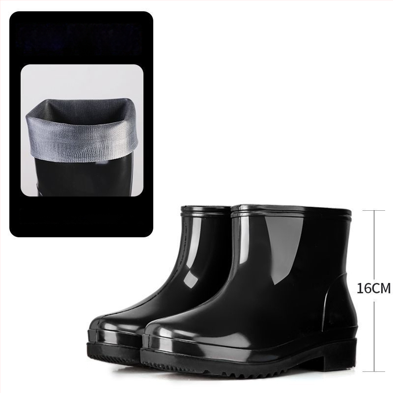 Moteriški PVC lietaus batai, aukštas viršutinis, žemas kulnas 1-3 cm, storas padas, neslidūs, užsegimas slip-on