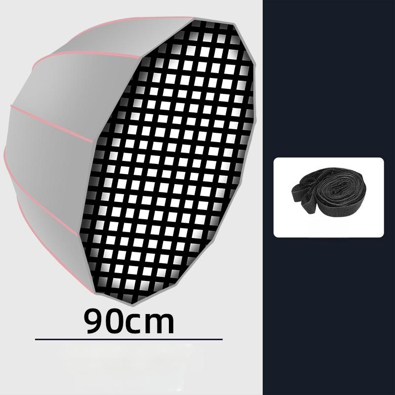 Gilus parabolinis softboxas su grotelėmis profesionaliai fotografijai – metalinis rėmas, atspindinti audinys, poliesteris