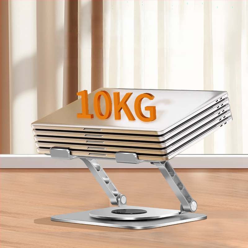 Alumīnija sakausējuma klēpjdatora statīvs, 360° rotācija, saliekams, magnētisks tālruņa turētājs un HUB