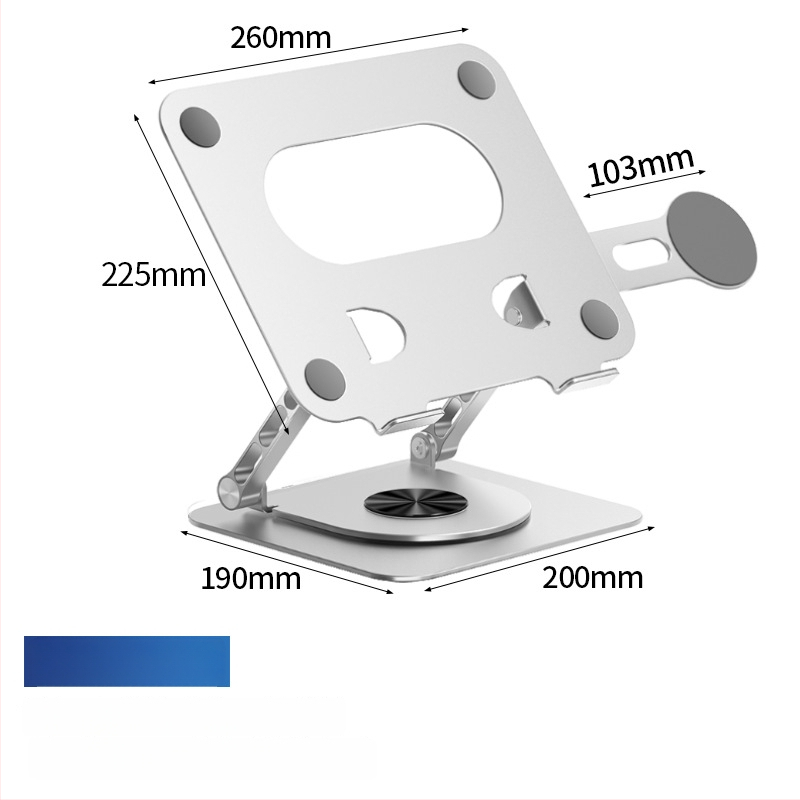 Alumīnija sakausējuma klēpjdatora statīvs, 360° rotācija, saliekams, magnētisks tālruņa turētājs un HUB