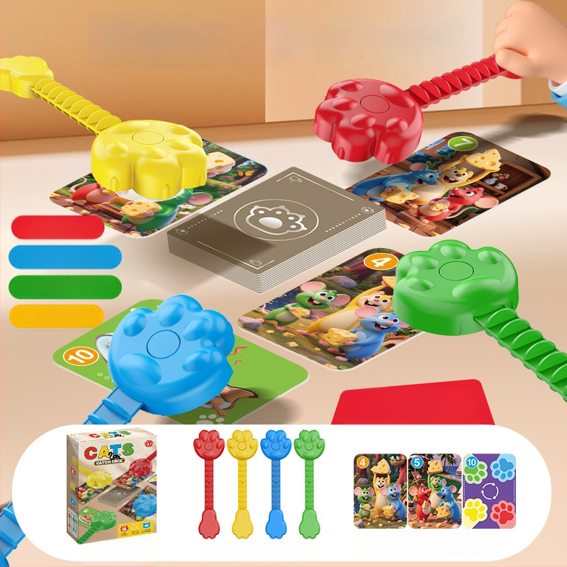 Образователна настолна игра Котка и Мишка — реакция и концентрация, пластмасов материал, мултиплейър, за деца 4–14 години, координация ръце‑око