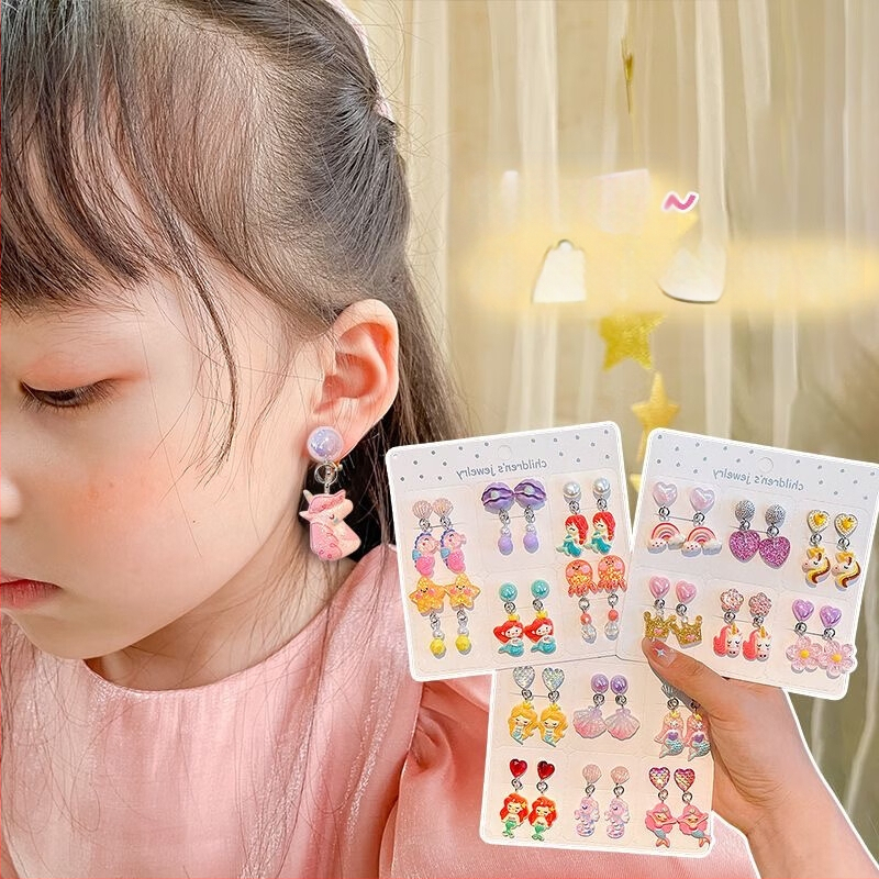 Детски щипки за уши, прозрачни цветя с панделка, ръчна изработка, пластмаса/смола, карикатурен стил, за възрасти 0–3, 3–6, 6–10 и 10+