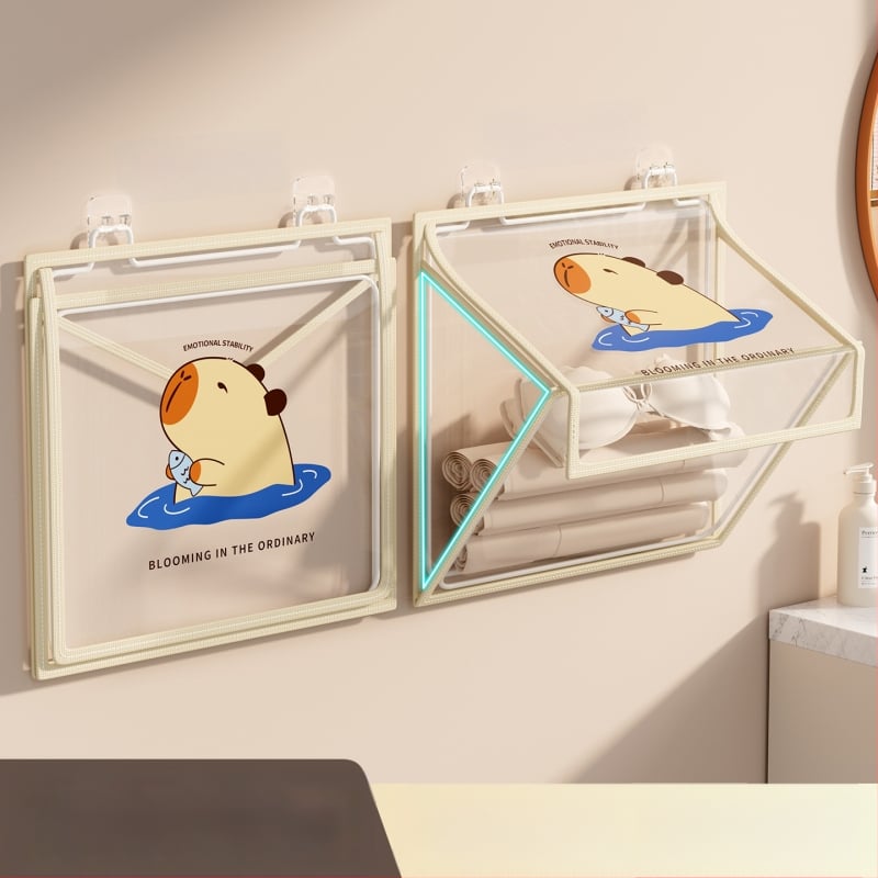 Ράφι αποθήκευσης τοίχου μπάνιου, αναδιπλούμενο, εγκατάσταση χωρίς τρύπες, PVC οργανωτής, μοντέλο SND6039