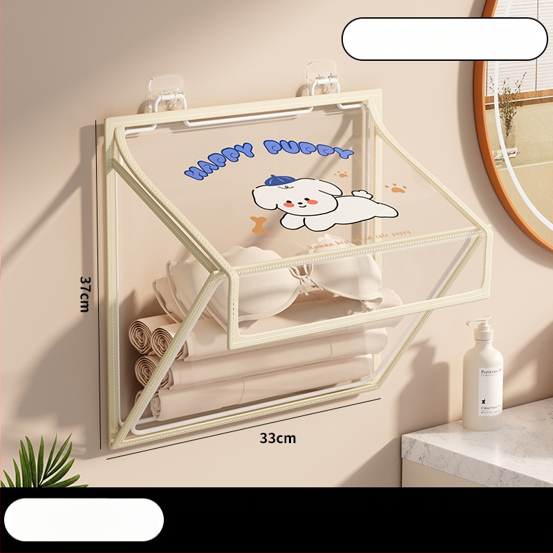 Ράφι αποθήκευσης τοίχου μπάνιου, αναδιπλούμενο, εγκατάσταση χωρίς τρύπες, PVC οργανωτής, μοντέλο SND6039