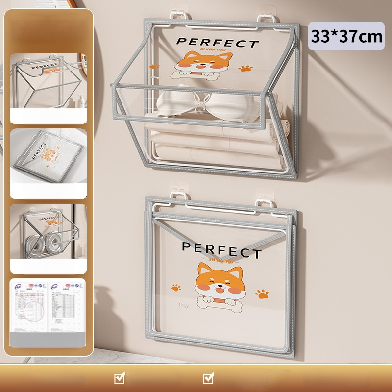 Ράφι αποθήκευσης τοίχου μπάνιου, αναδιπλούμενο, εγκατάσταση χωρίς τρύπες, PVC οργανωτής, μοντέλο SND6039