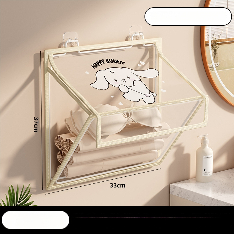 Ράφι αποθήκευσης τοίχου μπάνιου, αναδιπλούμενο, εγκατάσταση χωρίς τρύπες, PVC οργανωτής, μοντέλο SND6039