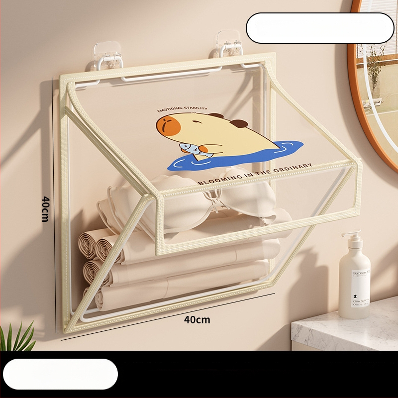 Ράφι αποθήκευσης τοίχου μπάνιου, αναδιπλούμενο, εγκατάσταση χωρίς τρύπες, PVC οργανωτής, μοντέλο SND6039