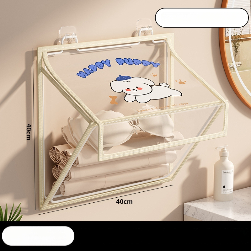 Ράφι αποθήκευσης τοίχου μπάνιου, αναδιπλούμενο, εγκατάσταση χωρίς τρύπες, PVC οργανωτής, μοντέλο SND6039