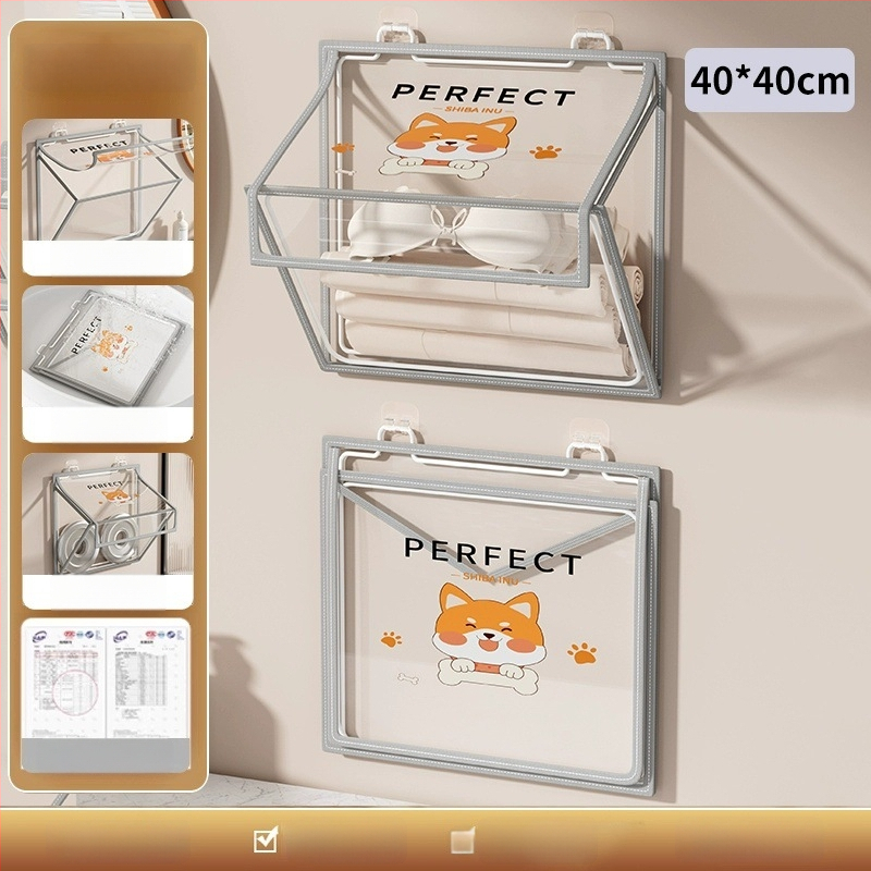 Ράφι αποθήκευσης τοίχου μπάνιου, αναδιπλούμενο, εγκατάσταση χωρίς τρύπες, PVC οργανωτής, μοντέλο SND6039