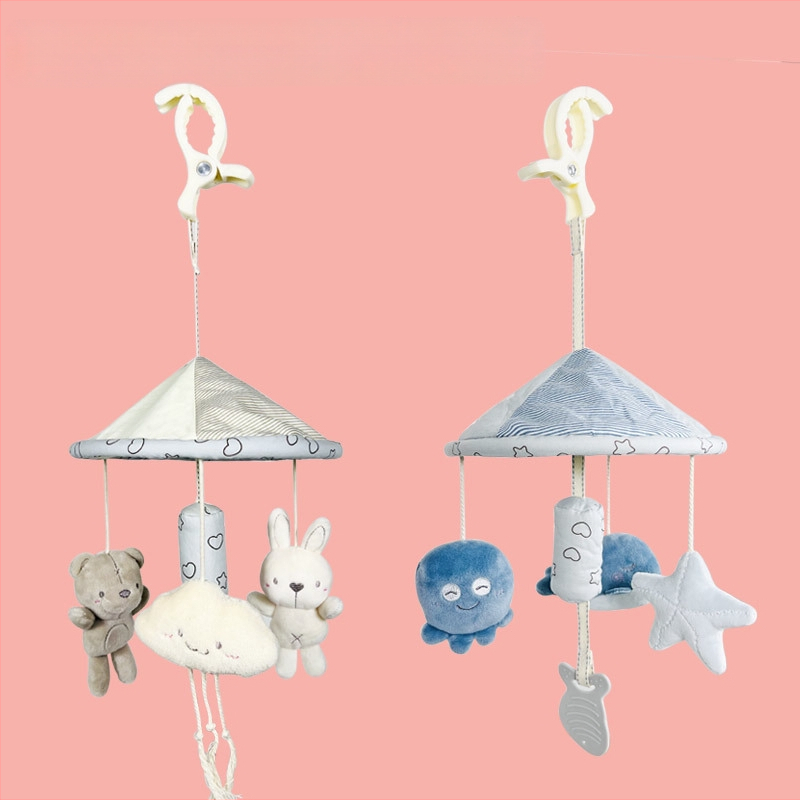 Pliša karājāma rotaļlieta bērnistabai gultiņā un ratiem – lācis un zaķis, okeāna Eiropas izdevums, zīdaiņiem 0–3 gadi, 3C mīkstā rotaļlieta