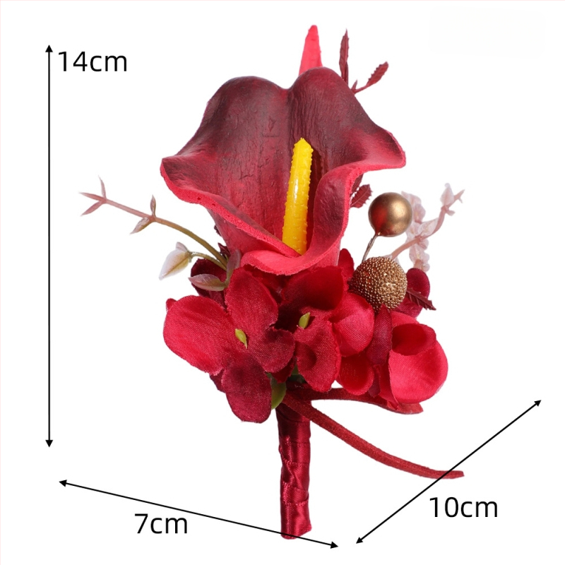Vyrų gaili gėlių iš šilko su kalalilija – pusiau rankų darbo, tinkama vestuvėms, šokių vakarams ir šventėms