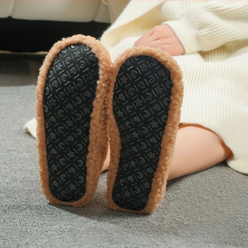 Вътрешни неплъзгащи се велурени подови чорапи за деца и възрастни, дебели зайча козина, къса тръба