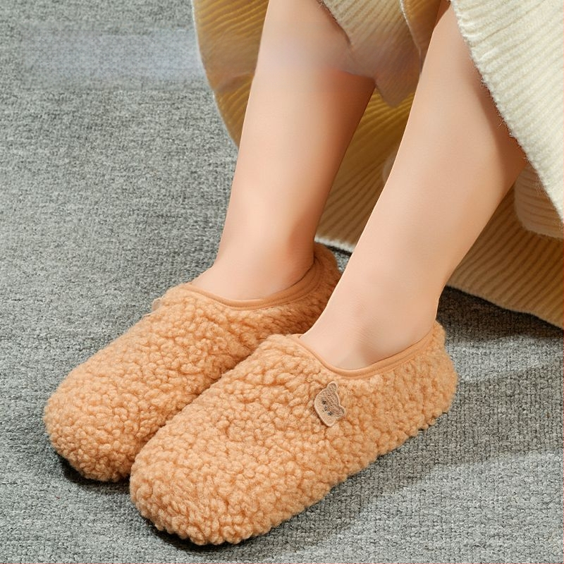 Вътрешни неплъзгащи се велурени подови чорапи за деца и възрастни, дебели зайча козина, къса тръба