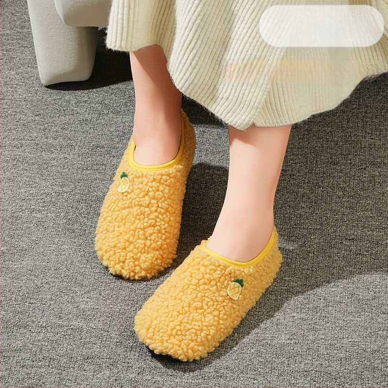 Вътрешни неплъзгащи се велурени подови чорапи за деца и възрастни, дебели зайча козина, къса тръба