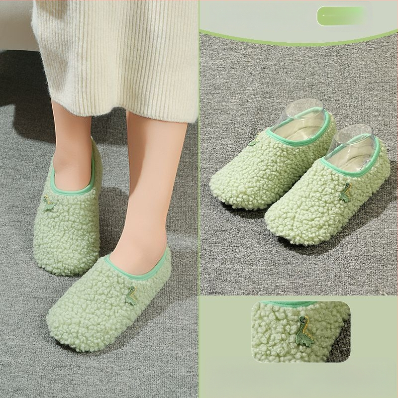 Вътрешни неплъзгащи се велурени подови чорапи за деца и възрастни, дебели зайча козина, къса тръба