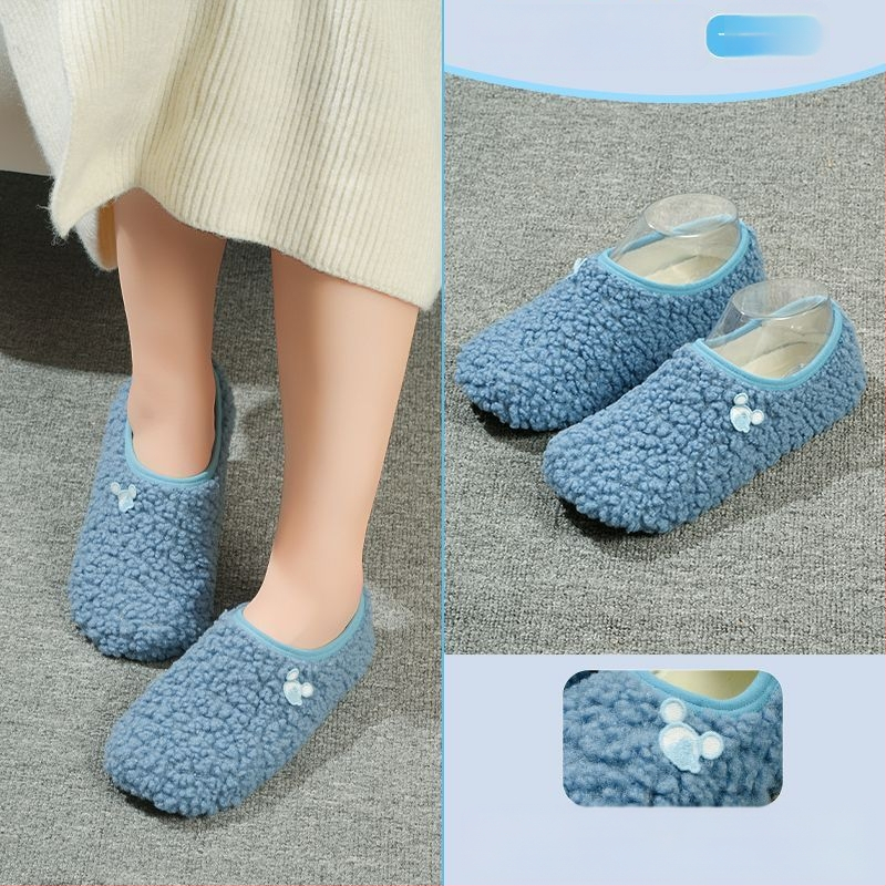 Вътрешни неплъзгащи се велурени подови чорапи за деца и възрастни, дебели зайча козина, къса тръба