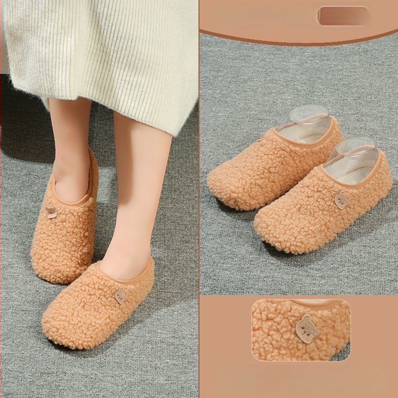 Вътрешни неплъзгащи се велурени подови чорапи за деца и възрастни, дебели зайча козина, къса тръба