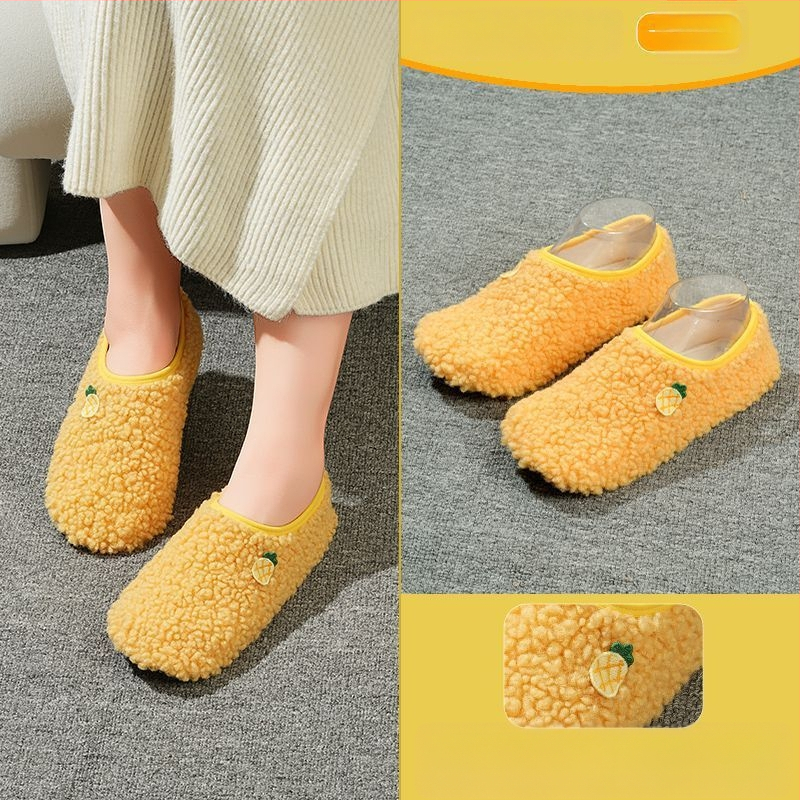 Вътрешни неплъзгащи се велурени подови чорапи за деца и възрастни, дебели зайча козина, къса тръба